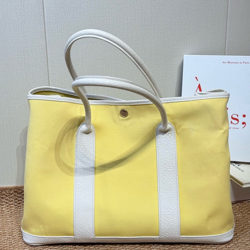 Hermes 愛馬仕Garden party 花園30 嫩芽綠拼白 框R刻-1