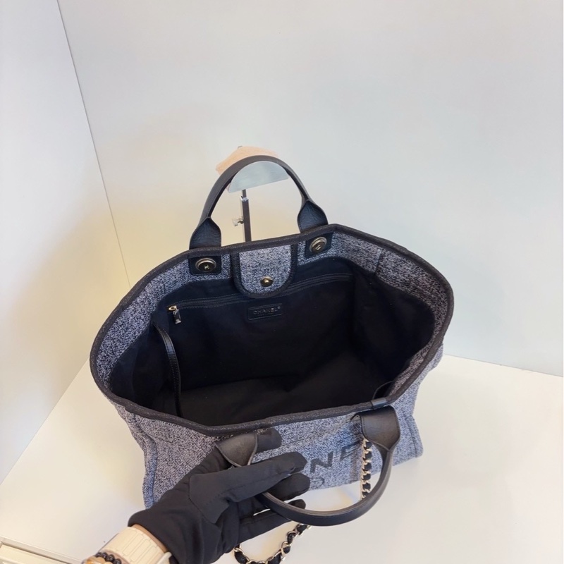 💎Chanel香奈兒｜灰黑色沙灘包｜休閒大容量｜內外乾淨98新-6