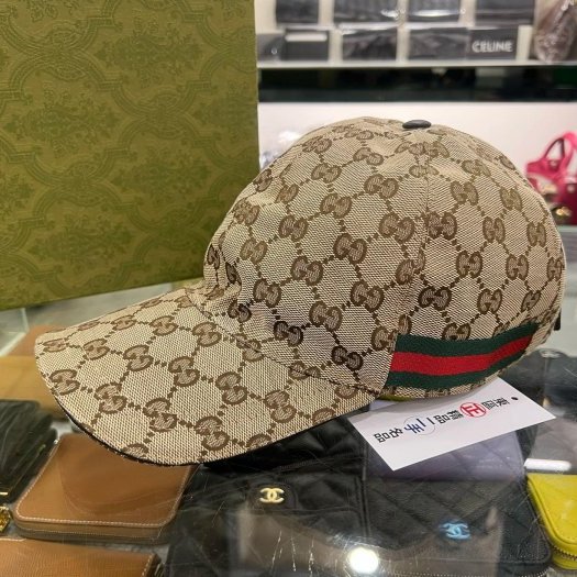 東區正精品㊣Gucci 200035 咖啡色緹花布拼綠紅綠帽子棒球帽 L號 59cm RZ6436-1