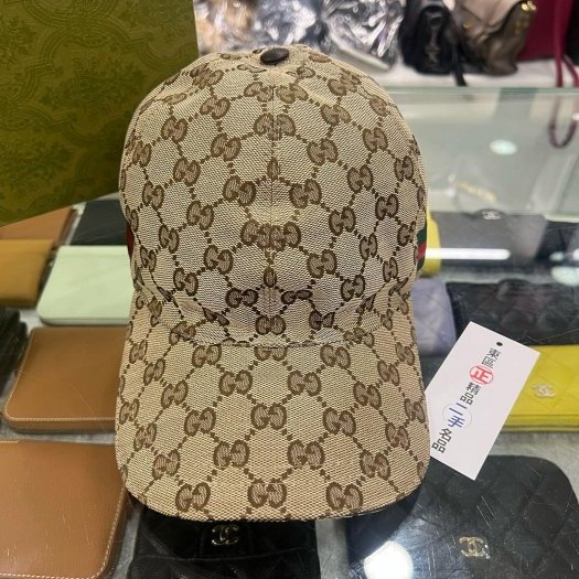 東區正精品㊣Gucci 200035 咖啡色緹花布拼綠紅綠帽子棒球帽 L號 59cm RZ6436-2