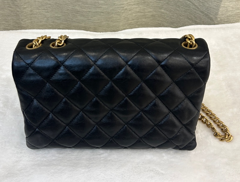 Chanel 22K黑金金柱調節扣風琴包（芯片款）-1