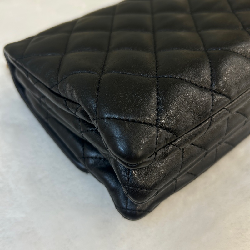 Chanel 22K黑金金柱調節扣風琴包（芯片款）-3