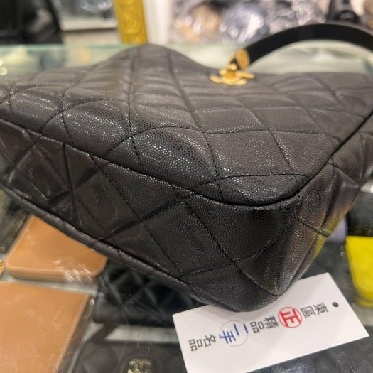 東區正精品㊣CHANEL AS3400 HOBO 香奈兒黑色荔枝牛皮金幣鍊帶肩背包 RZ6435-7