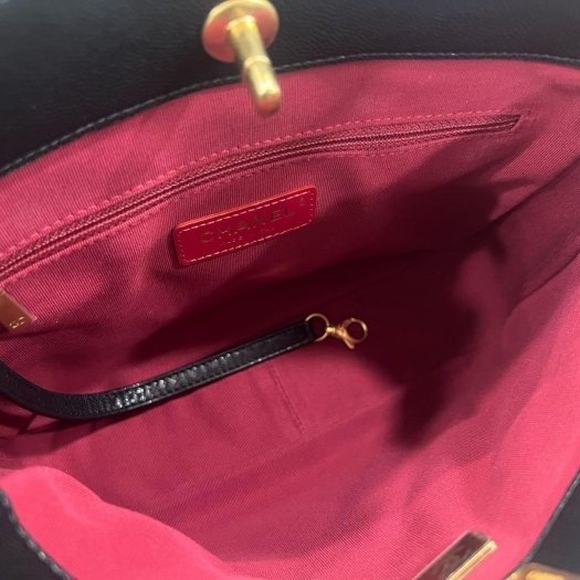 東區正精品㊣CHANEL AS3400 HOBO 香奈兒黑色荔枝牛皮金幣鍊帶肩背包 RZ6435-10