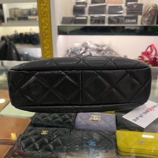 東區正精品㊣CHANEL AS3400 HOBO 香奈兒黑色荔枝牛皮金幣鍊帶肩背包 RZ6435-12