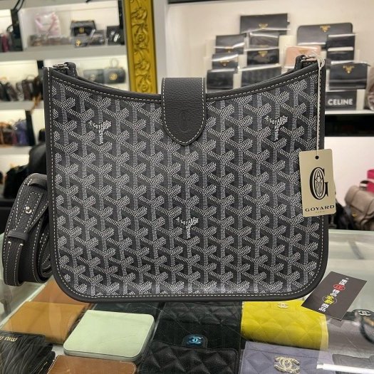 東區正精品㊣GOYARD MUSETTE 全新灰色圖騰手工繪製斜背包肩背包RZ6434-0