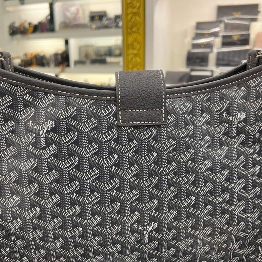 東區正精品㊣GOYARD MUSETTE 全新灰色圖騰手工繪製斜背包肩背包RZ6434-3