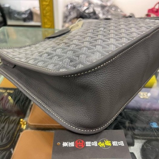 東區正精品㊣GOYARD MUSETTE 全新灰色圖騰手工繪製斜背包肩背包RZ6434-6