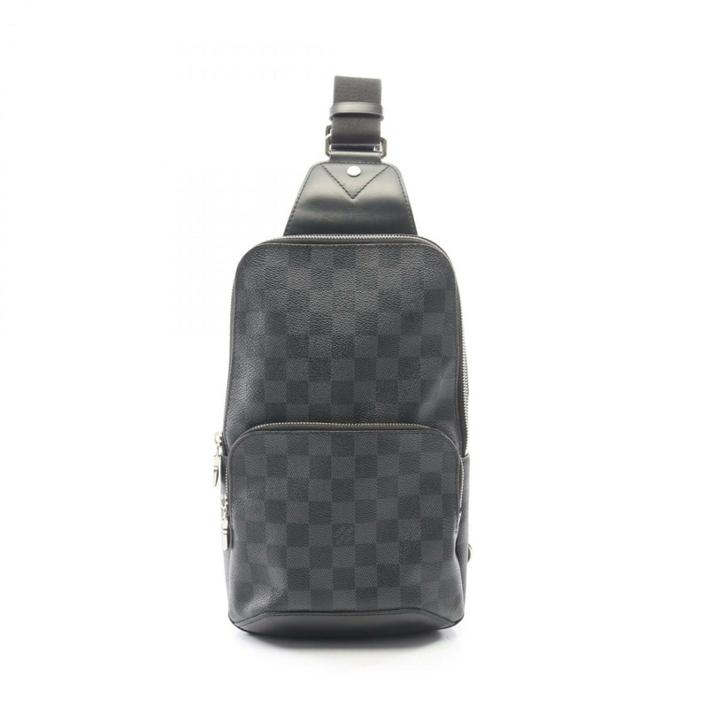 路易威登 Avenue 斜背包，腰包，塗層帆布，皮革，Damier Graphite 棋盤格紋，男士，黑色，N41719-0