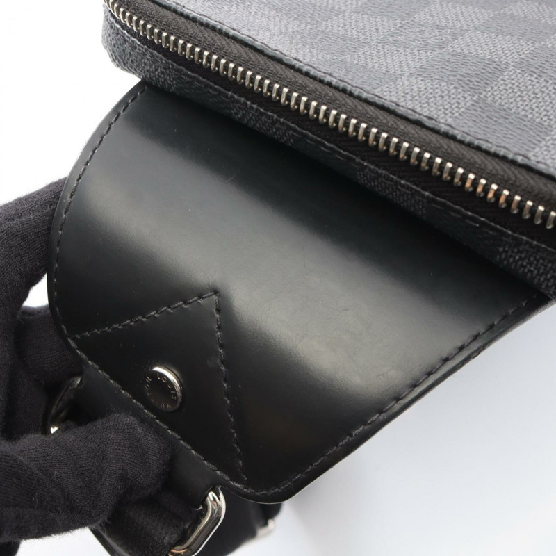 路易威登 Avenue 斜背包，腰包，塗層帆布，皮革，Damier Graphite 棋盤格紋，男士，黑色，N41719-9