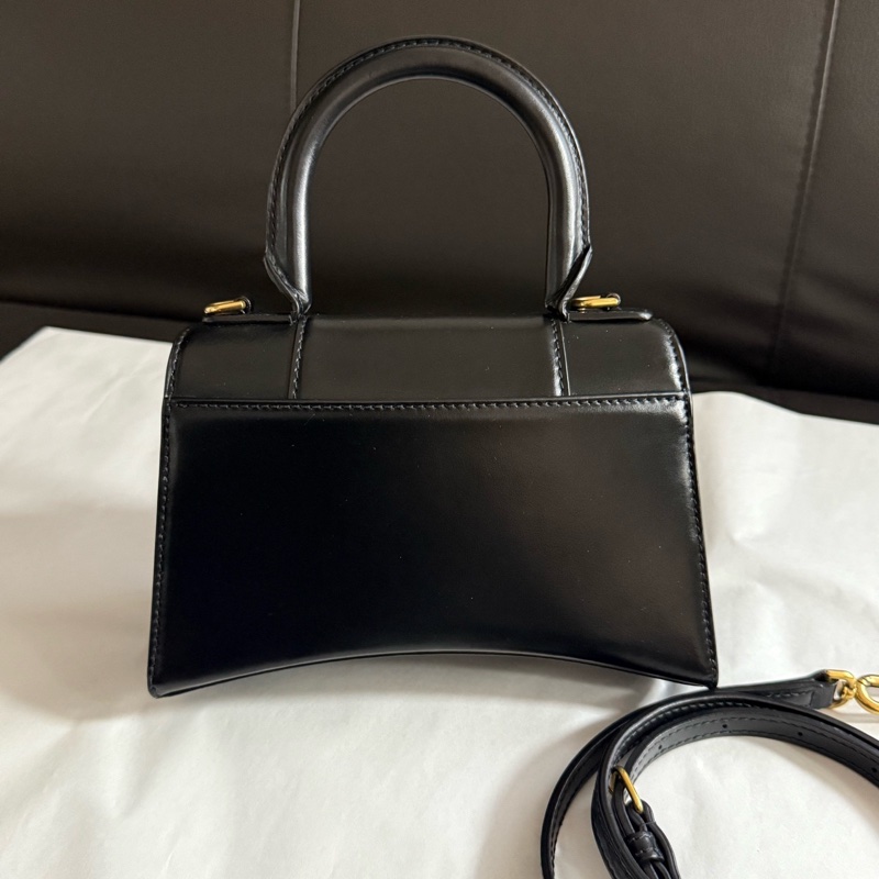 Balenciaga巴黎世家黑金牛皮hourglass沙漏包xs 手提單肩斜挎包金扣-1
