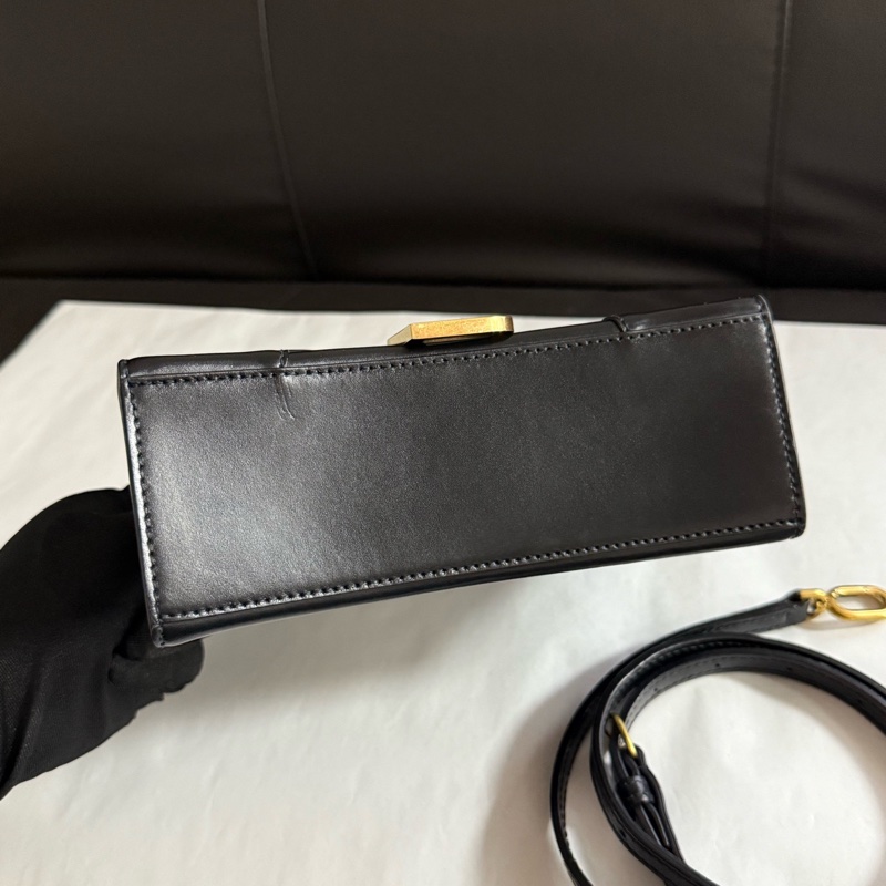 Balenciaga巴黎世家黑金牛皮hourglass沙漏包xs 手提單肩斜挎包金扣-4