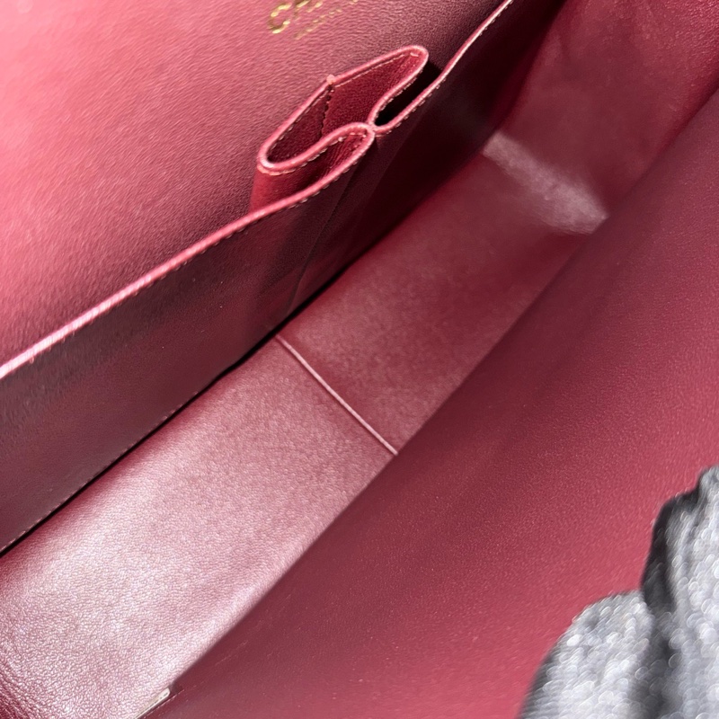 chanel香奈兒黑色金扣羊皮jumbo口蓋包單肩斜挎包 29開-8