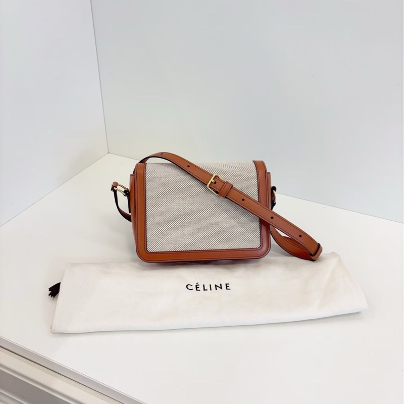 Celine 凯旋门金扣 很少见的帆布拼金棕搭配 非常实用容量大-1