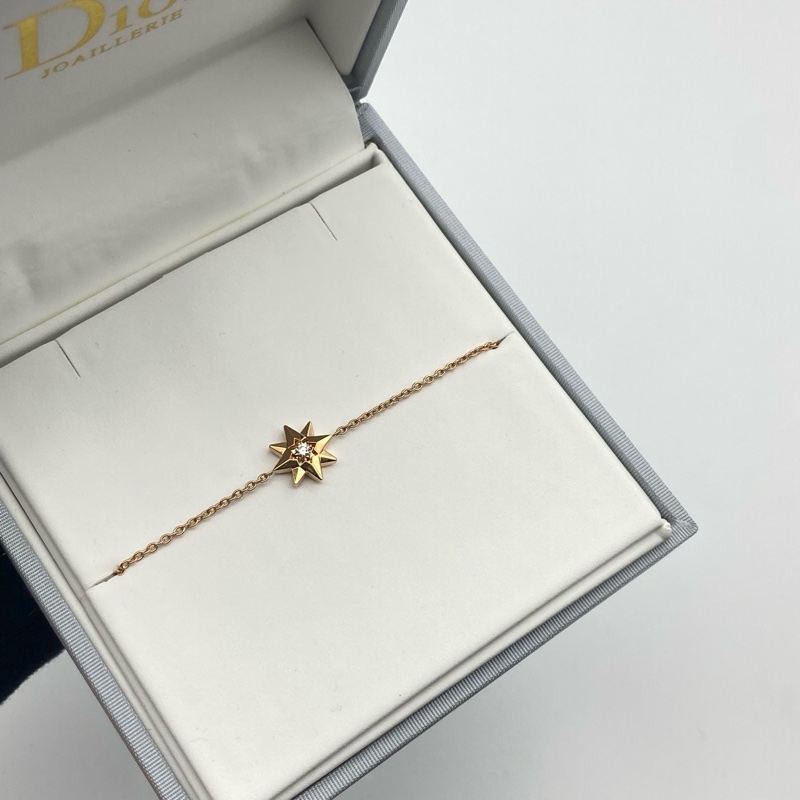 🌷高工價款！25年保卡！Dior 迪奧 Etoile des vents 18k金鑲鑽 八芒星手鍊-1