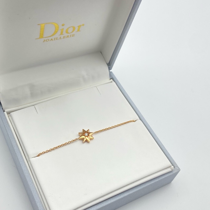🌷高工價款！25年保卡！Dior 迪奧 Etoile des vents 18k金鑲鑽 八芒星手鍊-2