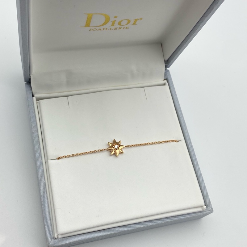 🌷高工價款！25年保卡！Dior 迪奧 Etoile des vents 18k金鑲鑽 八芒星手鍊-3