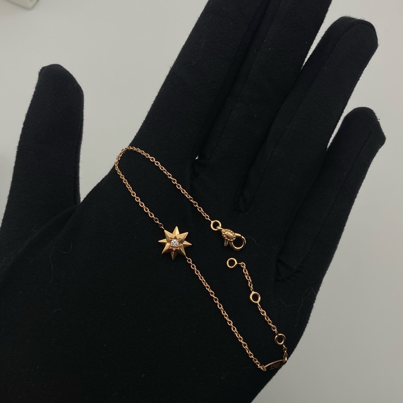 🌷高工價款！25年保卡！Dior 迪奧 Etoile des vents 18k金鑲鑽 八芒星手鍊-4