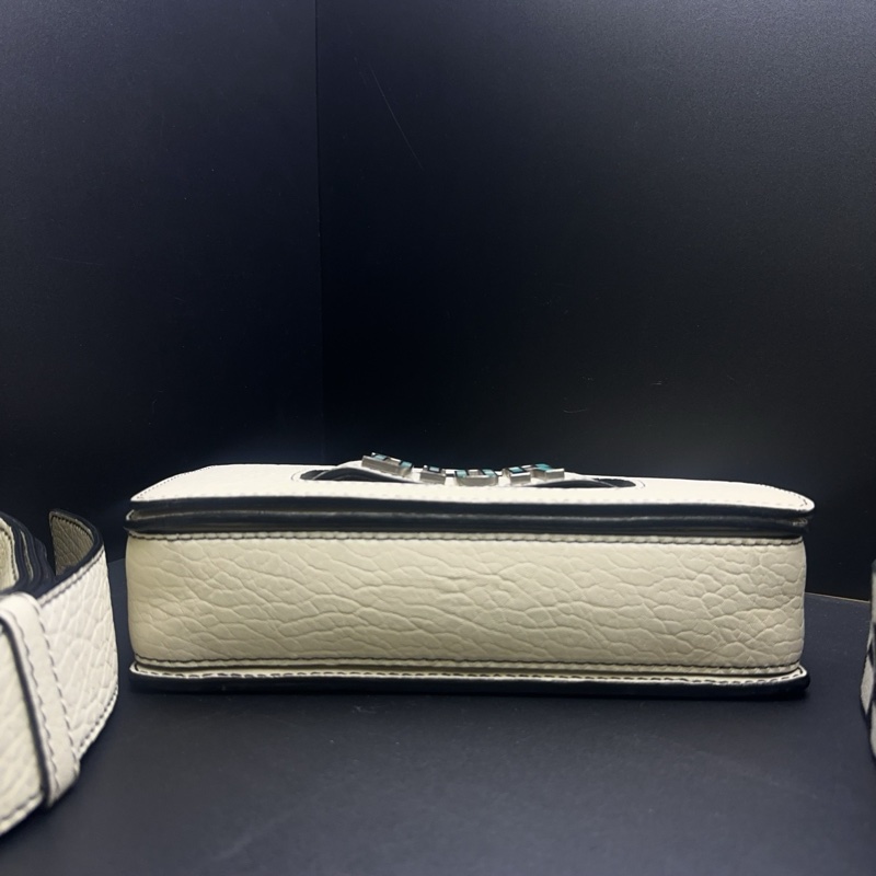 DIOR 迪奧 限量款綠松石扣白色單肩斜挎包 雙肩帶-3