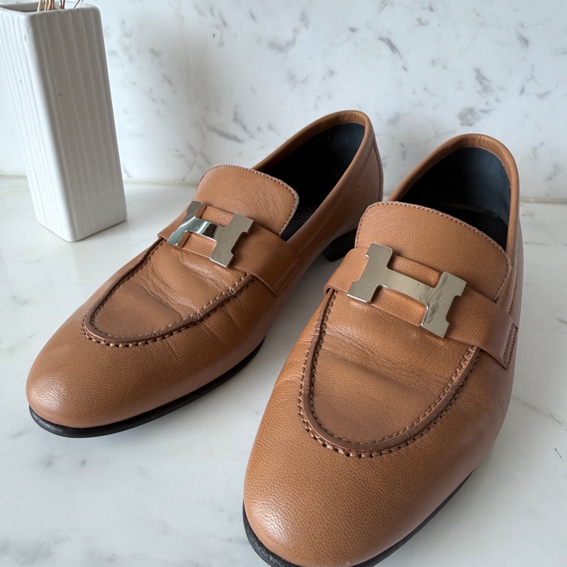 HERMES✨H釦樂福鞋 金棕金釦 #35.5-1