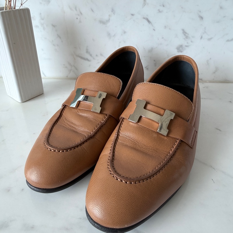 HERMES✨H釦樂福鞋 金棕金釦 #35.5-2
