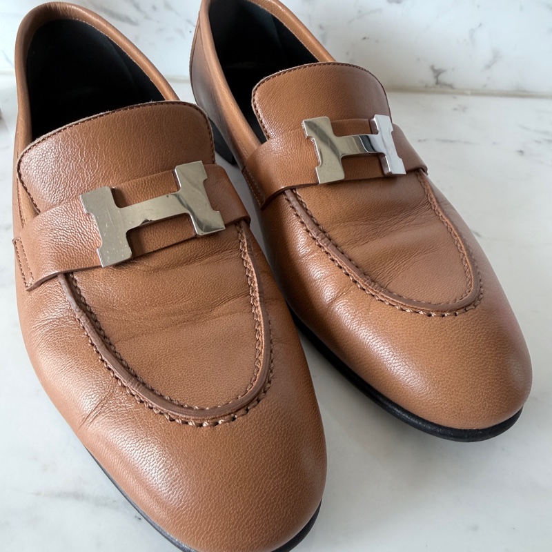 HERMES✨H釦樂福鞋 金棕金釦 #35.5-3