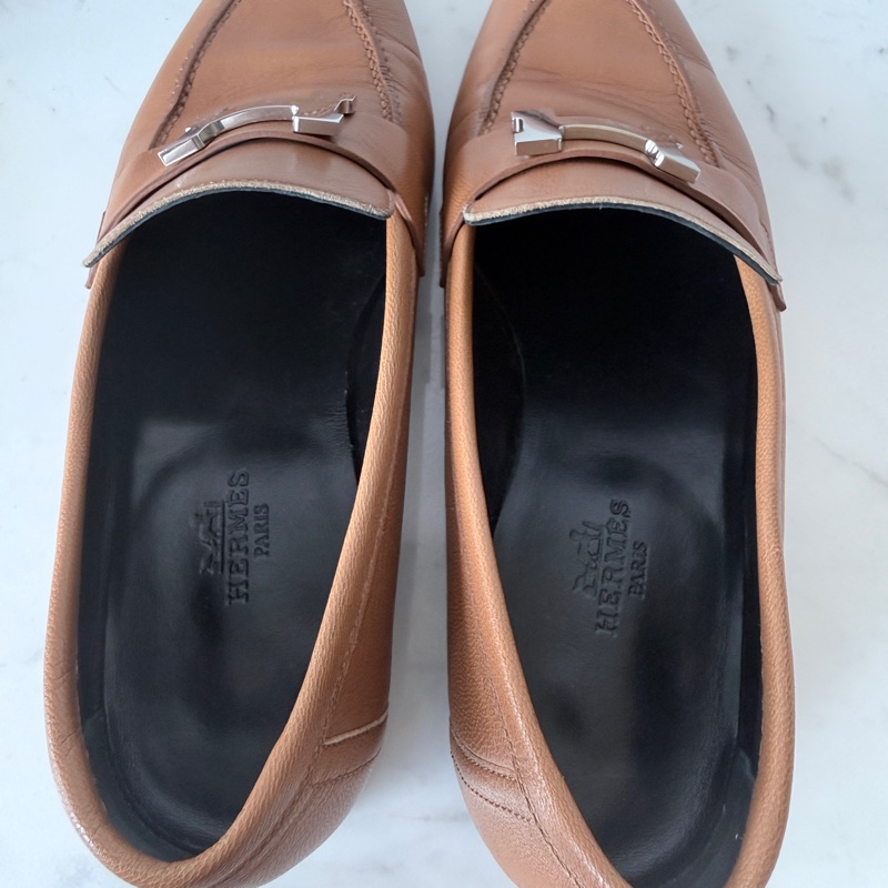 HERMES✨H釦樂福鞋 金棕金釦 #35.5-10