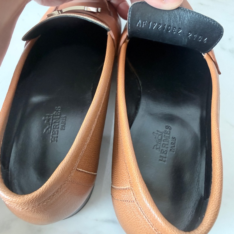 HERMES✨H釦樂福鞋 金棕金釦 #35.5-11