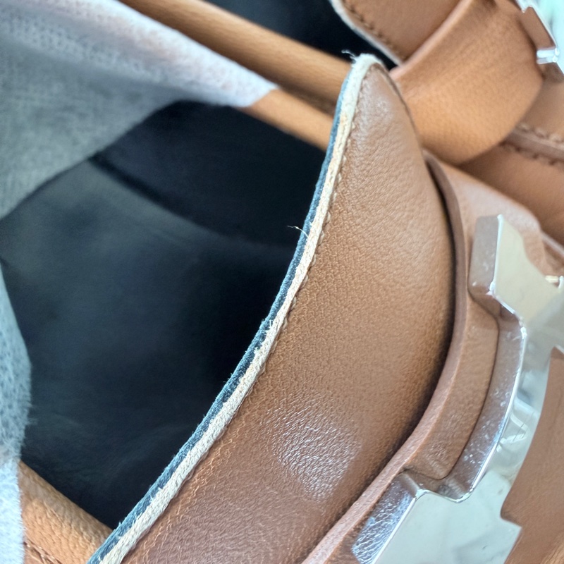 HERMES✨H釦樂福鞋 金棕金釦 #35.5-12