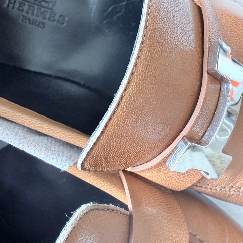 HERMES✨H釦樂福鞋 金棕金釦 #35.5-13