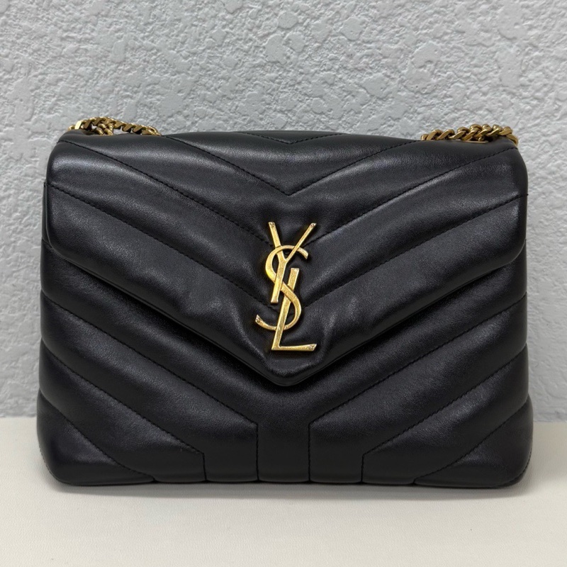 YSL 聖羅蘭 方胖子 黑金 小號 鏈條包 尺寸：24×8cm-0