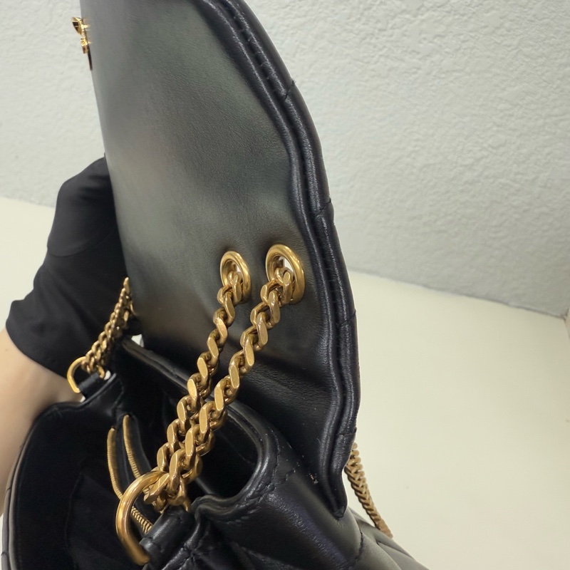 YSL 聖羅蘭 方胖子 黑金 小號 鏈條包 尺寸：24×8cm-11