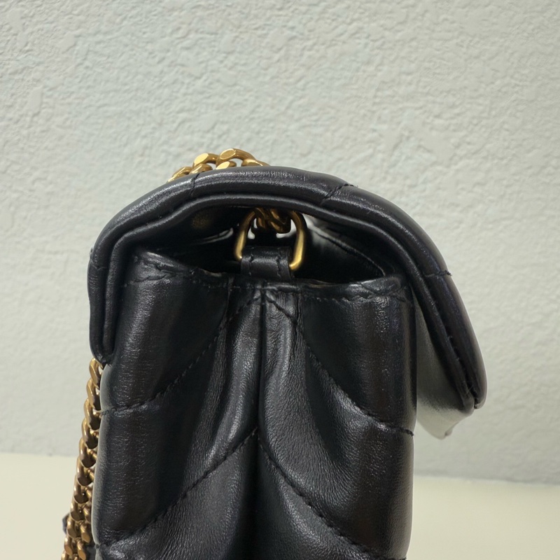 YSL 聖羅蘭 方胖子 黑金 小號 鏈條包 尺寸：24×8cm-16
