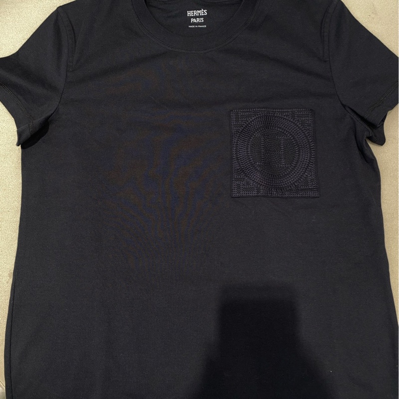 全新愛馬仕hermes女T恤刺繡口袋 藍黑色短袖36碼-7