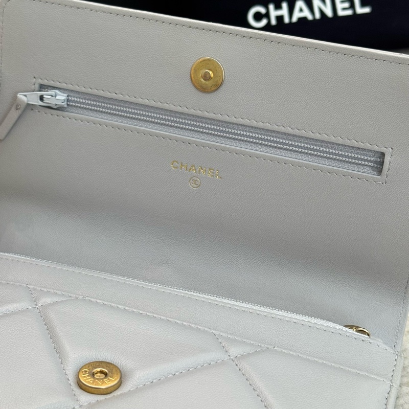 香奈兒/Chanell 19bag Woc 芯片款 高級淺灰色 日常適配度高-8