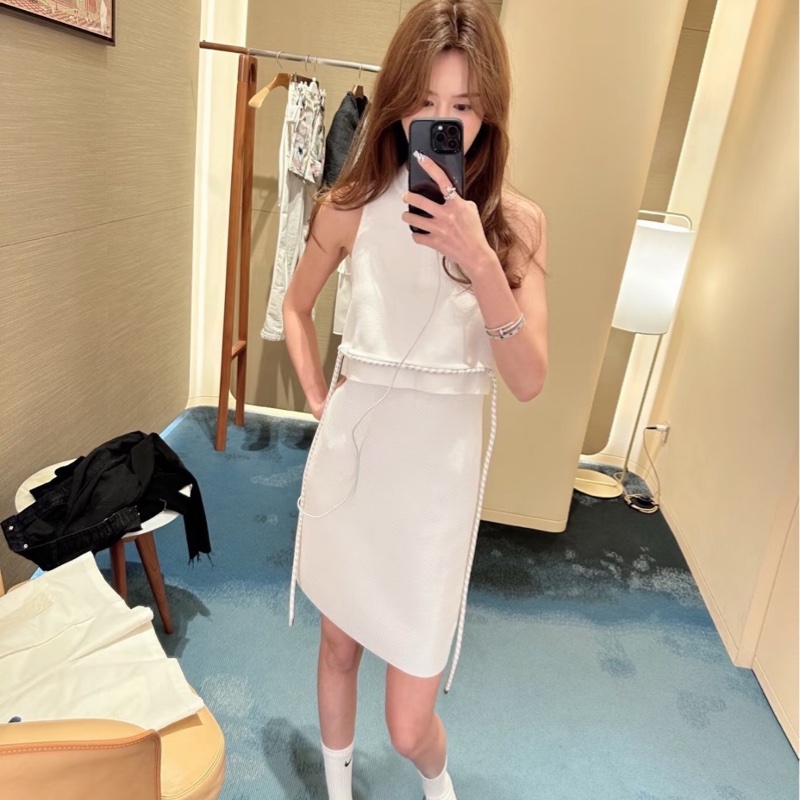 Hermes愛馬仕 女款白色背心無袖連衣裙網球裙34碼-1