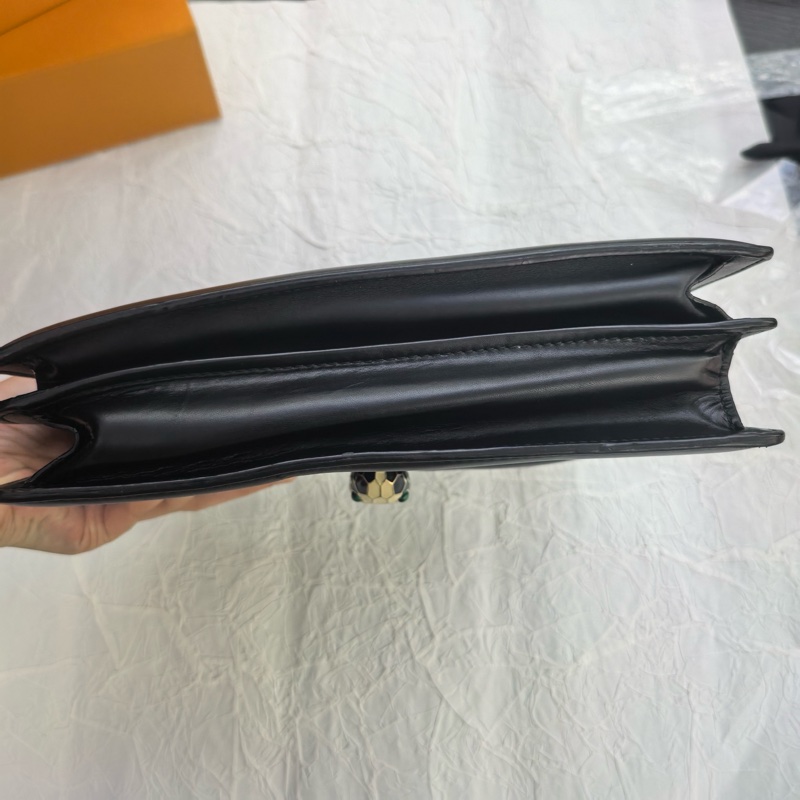 Bvlgari寶格麗 經典黑金蛇頭風琴手提斜挎包 25底長 97新-5