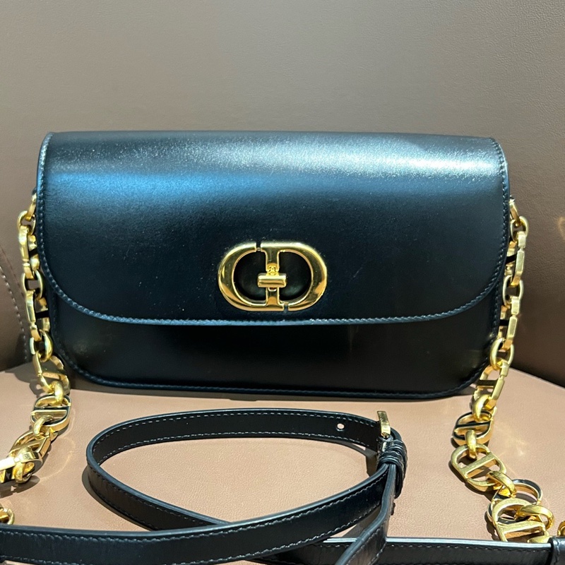 迪奧/Dior Montaigne蒙田30包牛皮純色CD標誌斜挎包 底長22.5-0