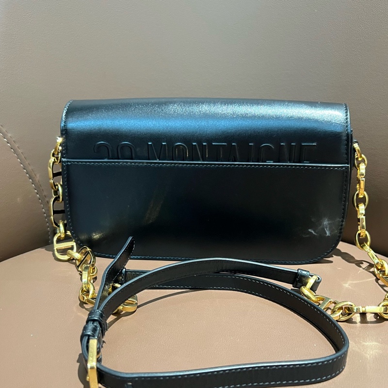 迪奧/Dior Montaigne蒙田30包牛皮純色CD標誌斜挎包 底長22.5-1