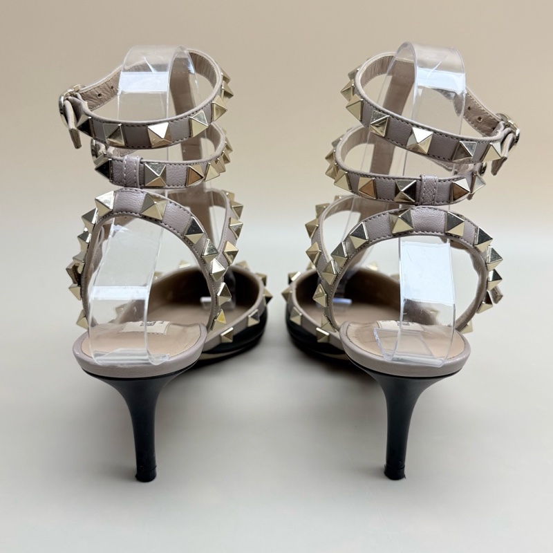 Valentino/華倫天奴 黑金鉚釘三環高跟鞋 36碼-2