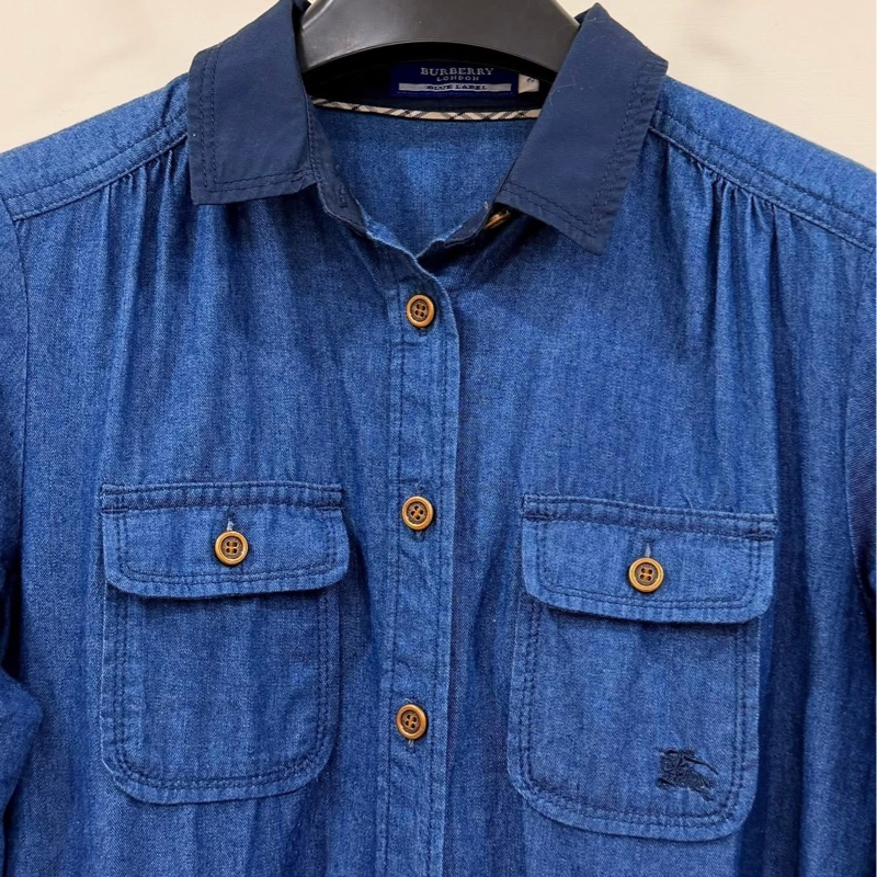 BURBERRY 綁帶口袋戰馬牛仔連身短褲-3