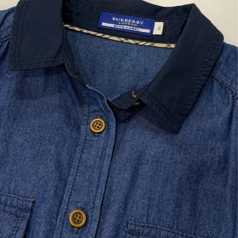 BURBERRY 綁帶口袋戰馬牛仔連身短褲-8