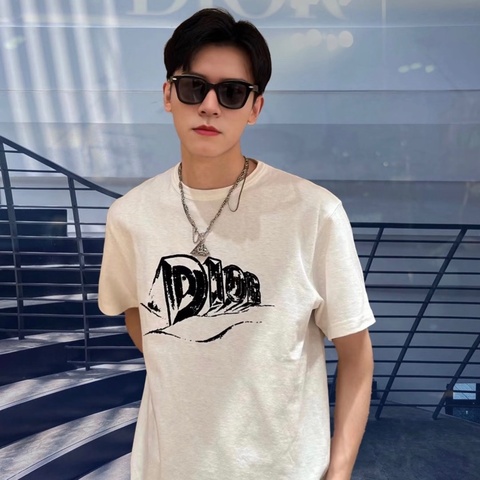 Dior 23SS 黑白植絨T