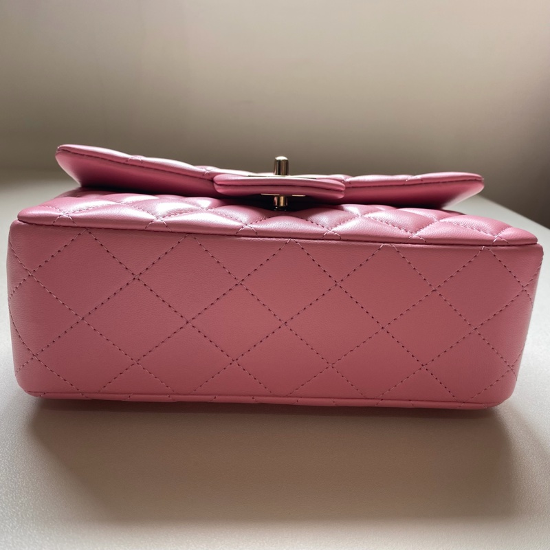 914intheair精品代購『全新閒置』Chanel cf mini handle 草莓牛奶色 提把包 手提包 口蓋-10