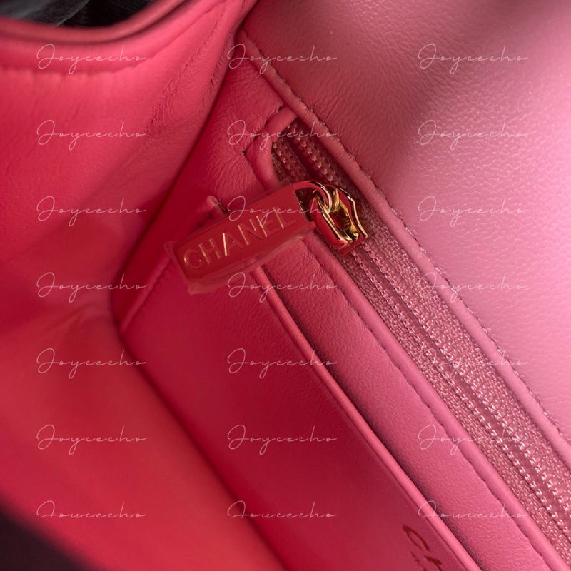 914intheair精品代購『全新閒置』Chanel cf mini handle 草莓牛奶色 提把包 手提包 口蓋-22