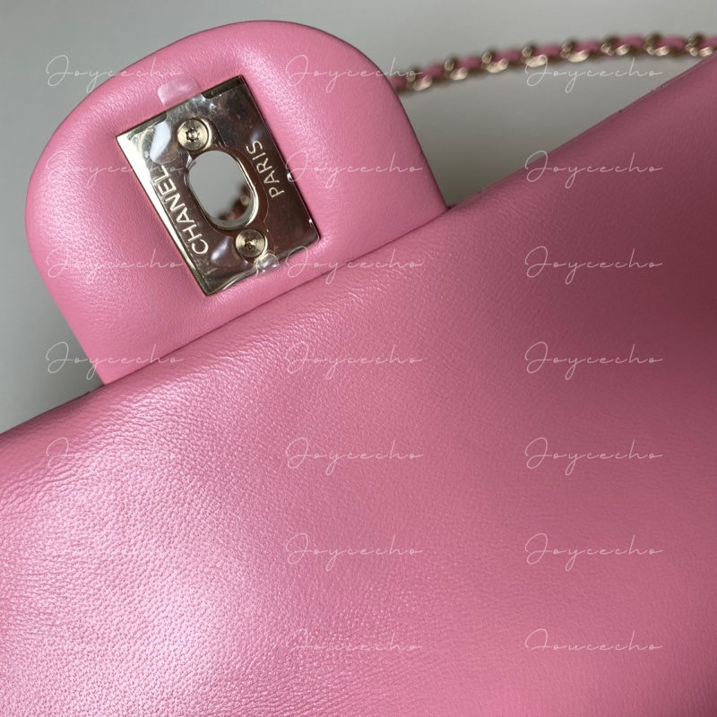 914intheair精品代購『全新閒置』Chanel cf mini handle 草莓牛奶色 提把包 手提包 口蓋-23