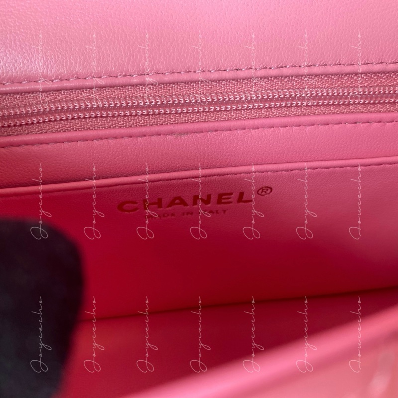 914intheair精品代購『全新閒置』Chanel cf mini handle 草莓牛奶色 提把包 手提包 口蓋-25