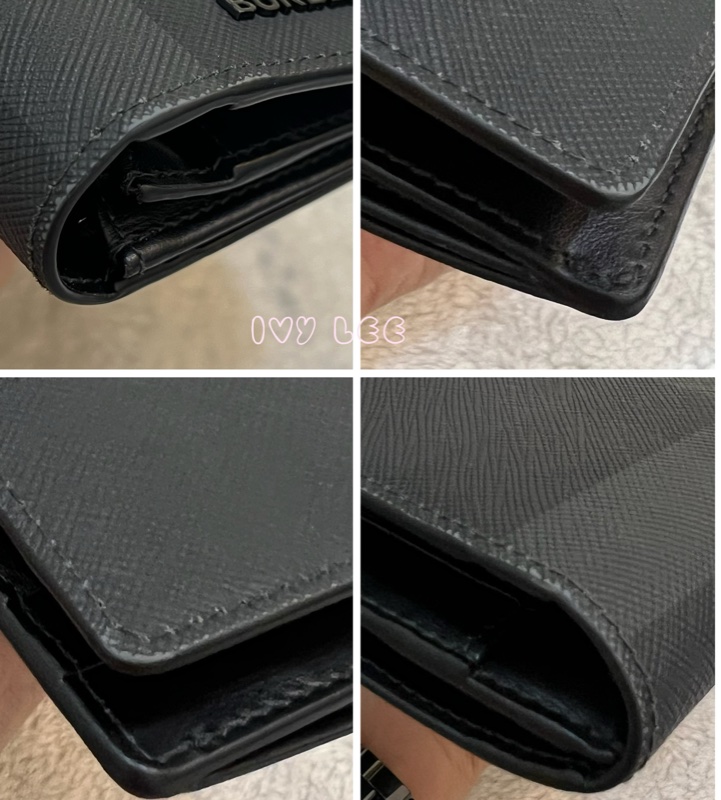 BURBERRY 灰黑經典格紋 對開長夾 正品 二手精品-9