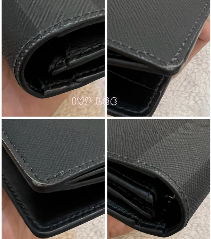 BURBERRY 灰黑經典格紋 對開長夾 正品 二手精品-10