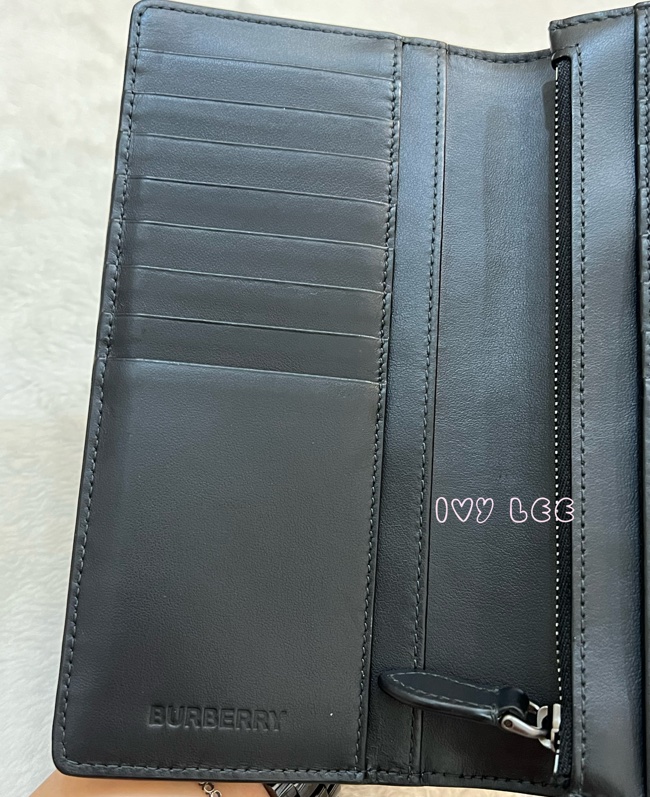 BURBERRY 灰黑經典格紋 對開長夾 正品 二手精品-13